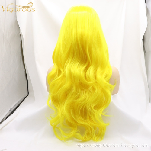 Vigorous Easy Install long wave curly non Lace Wig Natural Color Synthetic Wigs Heat Resistant Fiber Hair for women